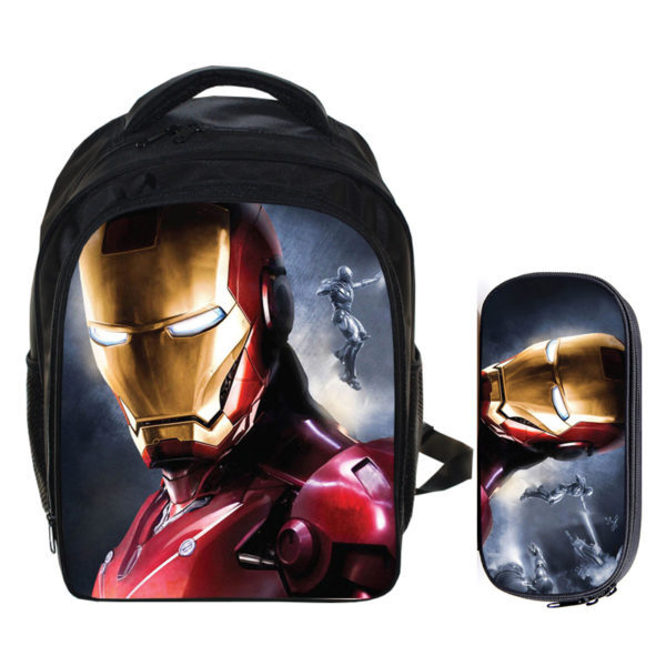 13″Iron Man Backpack School Bag+pencil case