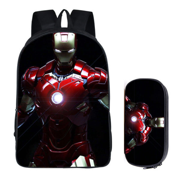 16Iron Man Backpack School Bag+pencil case