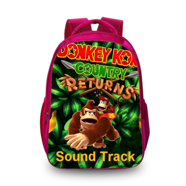 16Donkey Kong Backpack School Bag Red