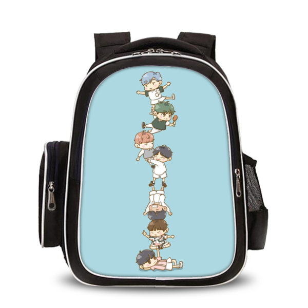 16‘’BTS Backpack School Bag Black Big Side Bag