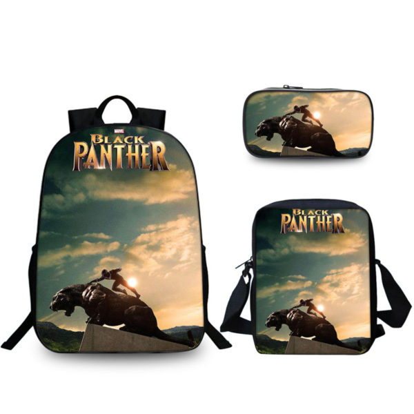 16″Black Panther Backpack School Bag Combo