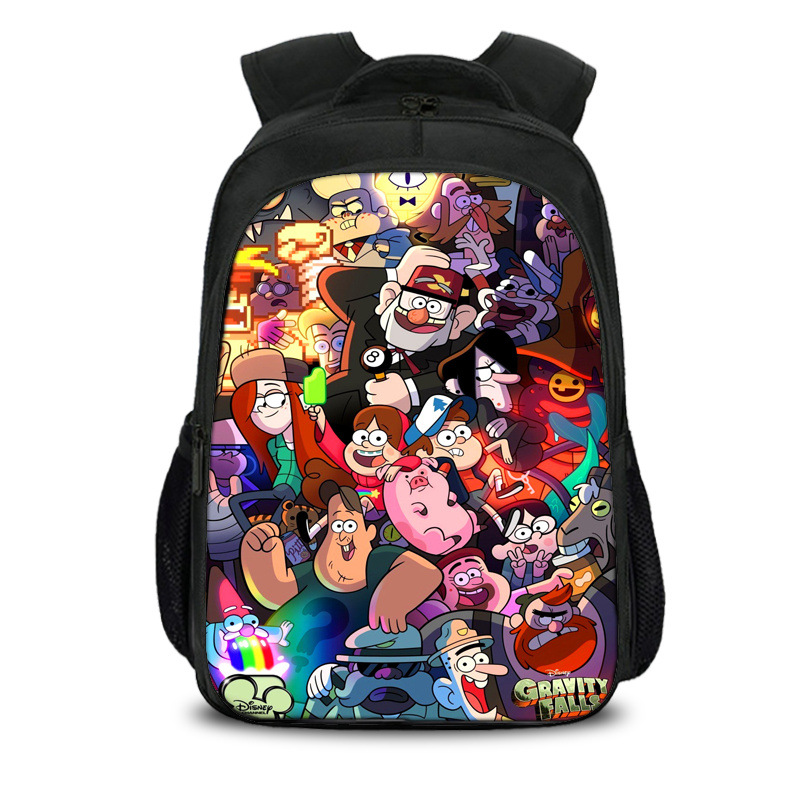 16″Gravity Falls Backpack School Bag Black - Baganime