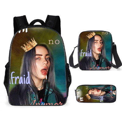 16″Billie Eilish Backpack School Bag+Shoulder Bag+Pencil Bag - Baganime