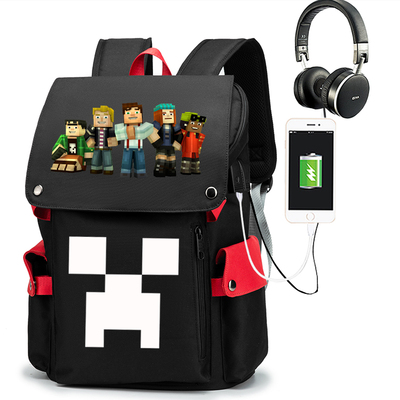 18 Minecraft Usb Backpack School Bag Yellow Blue Red Green Baganime