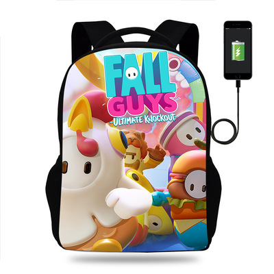 18‘’Fall Guys Backpack School Bag Black – Baganime