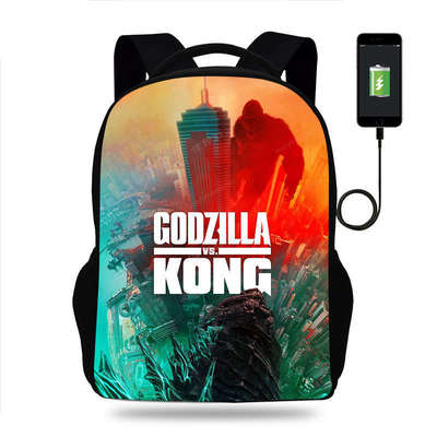 18‘’Godzilla vs Kong Backpack School Bag Black - Baganime