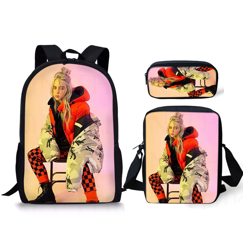 18 Inch Billie Eilish Backpack School Bag+Messenger Bag+Pencil Bag ...