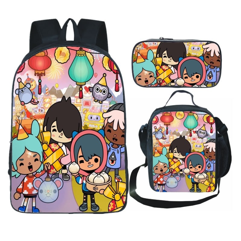 16 Inch Toca Life World Backpack School Bag+Lunch Bag+Pencil Bag - Baganime