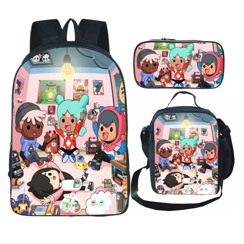 16 Inch Toca Life World Backpack School Bag+Lunch Bag+Pencil Bag - Baganime