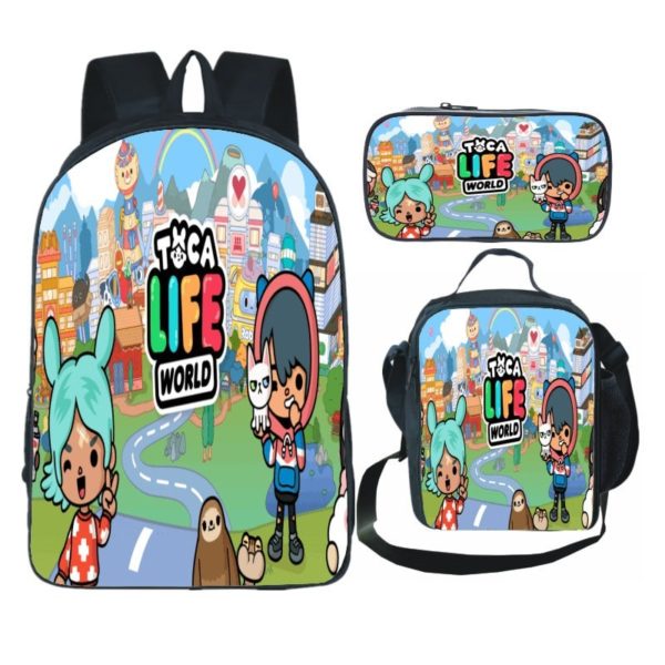 16 Inch Toca Life World Backpack School Bag+Lunch Bag+Pencil Bag - Baganime