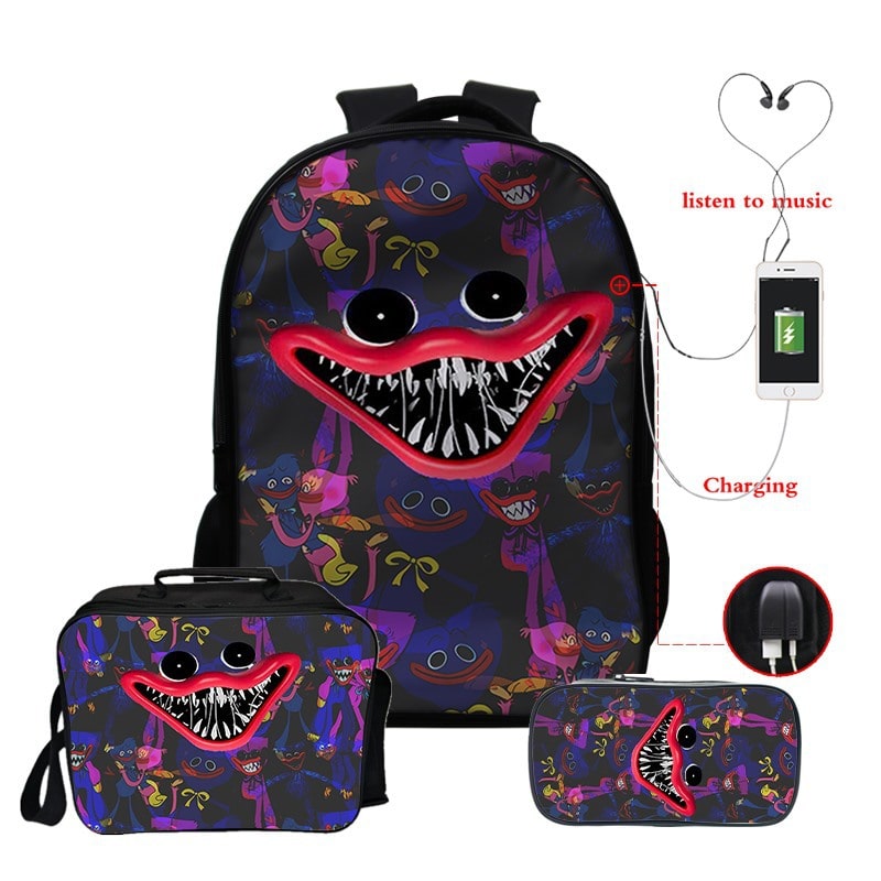 16 inch Poppy Playtime backpack+lunch bag+pencil case full color ...